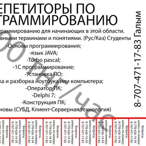 Репетиторы по программированию 1000 тнг/час