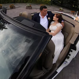 Аренда, прокат  белого лимузина  кабриолет Chrysler Фото видео съемка.