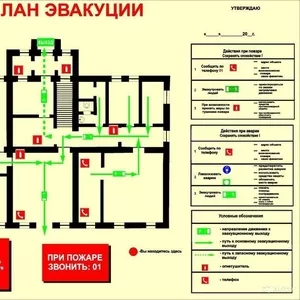 Разработка и изготовление планов эвакуации,  знаки безопасности