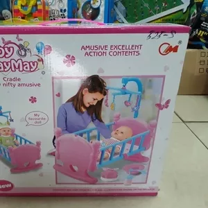 Кроватка для кукол+Пупсик/Кровать для куклы/Детская кровать для игр