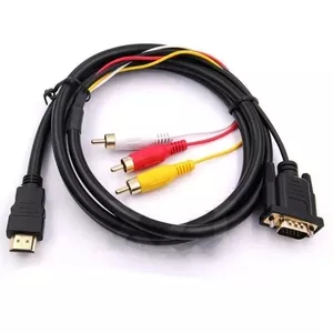 Продам кабель переходник с HDMI на VGA + 3RCA выход (Тюльпан),  1.5м